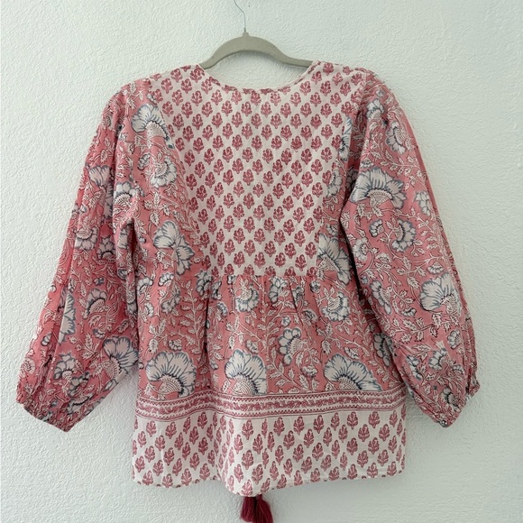 Ophelia & Indigo Boho Chic Floral Blouse 3/4 Sleeves Size XS - Picture 5 of 8